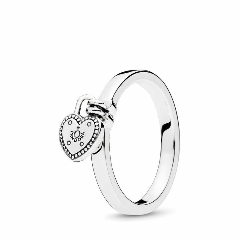 Pandora Heart-shaped Padlock Stackable Ring Ireland - Sterling Silver - 139680QUE